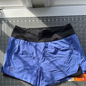 On Running Women's Athletic Shorts in Blue and Black